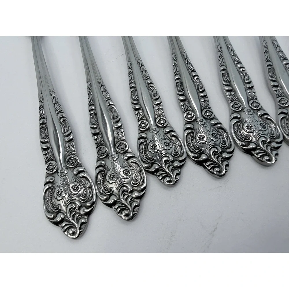 Stanley Roberts DYNASTY Stainless 5 Petal Flower Set of 8 Salad Forks Japan